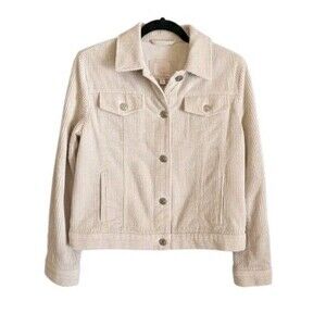 Lauren Conrad LC Cream Corduroy Barn Jacket Womens Medium M Neutral Utility Coat